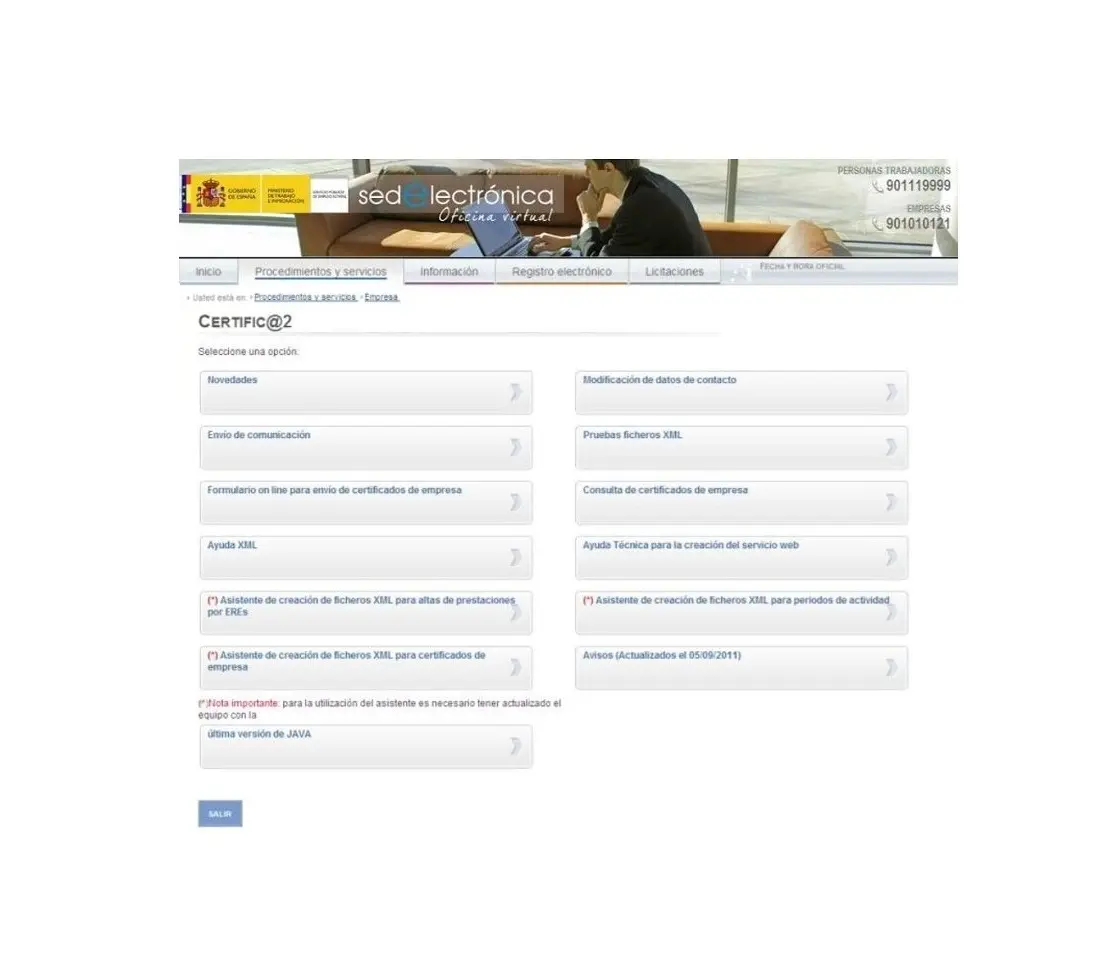Plataforma Certific@2 (SEPE) zoom