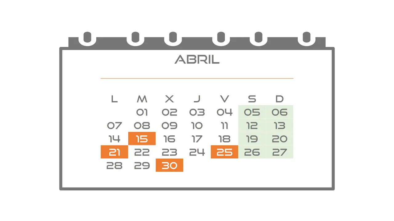Calendario 2025 Contribuyente #04 Abril