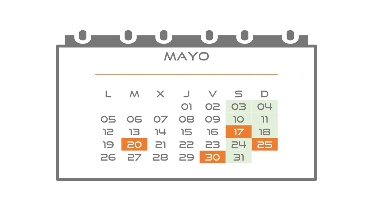 Calendario 2025 Contribuyente #05 Mayo